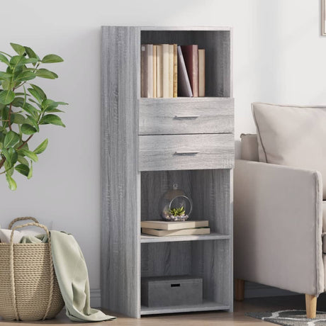 Vidaxl hoge kast 45x42,5x124 cm bewerkt hout grijs sonoma eikenkleurig