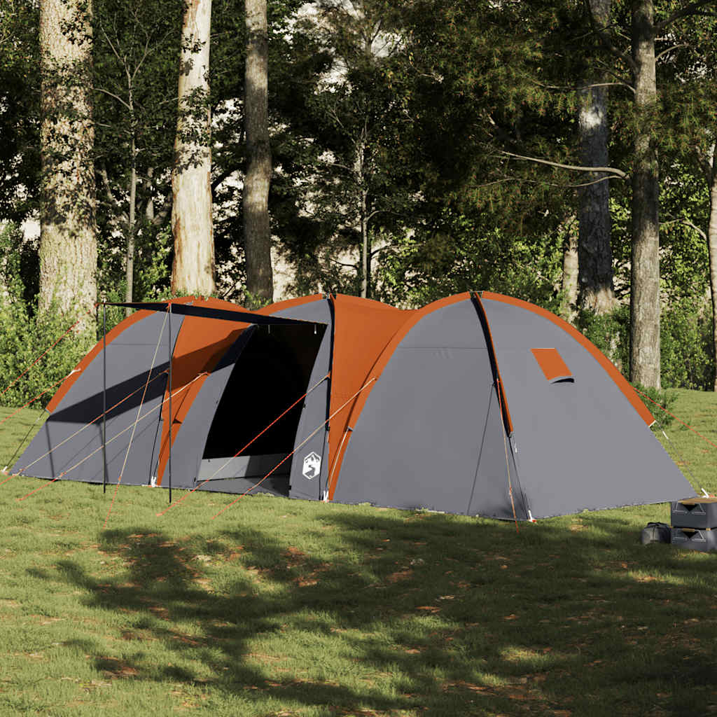 Vidaxl dome tente 8 personnes étanche gris et orange