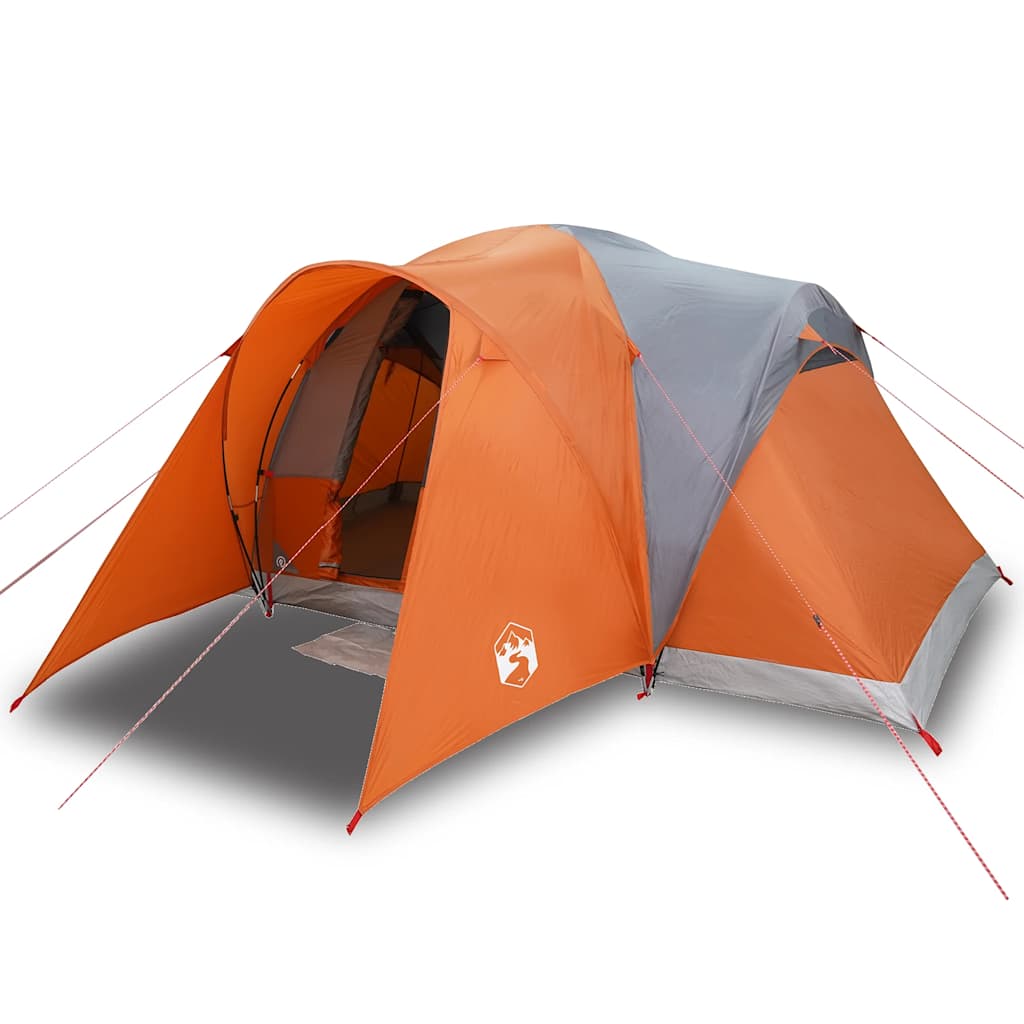 Vidaxl Dome Tent de 6 personas impermeables grises y naranja