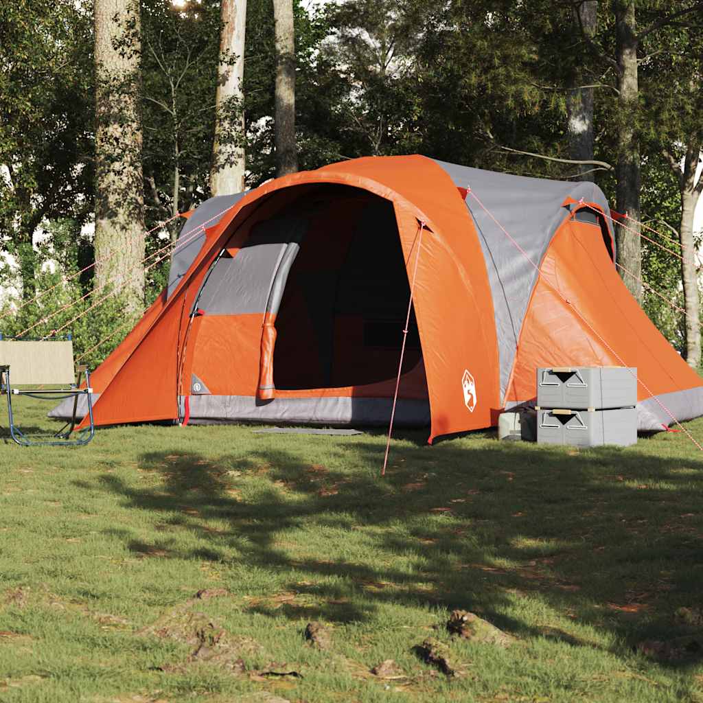 Vidaxl Dome Tent de 6 personas impermeables grises y naranja