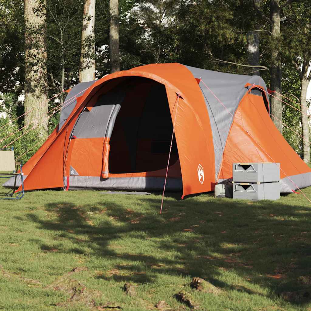 Vidaxl dome tente 6 personnes étanche gris et orange