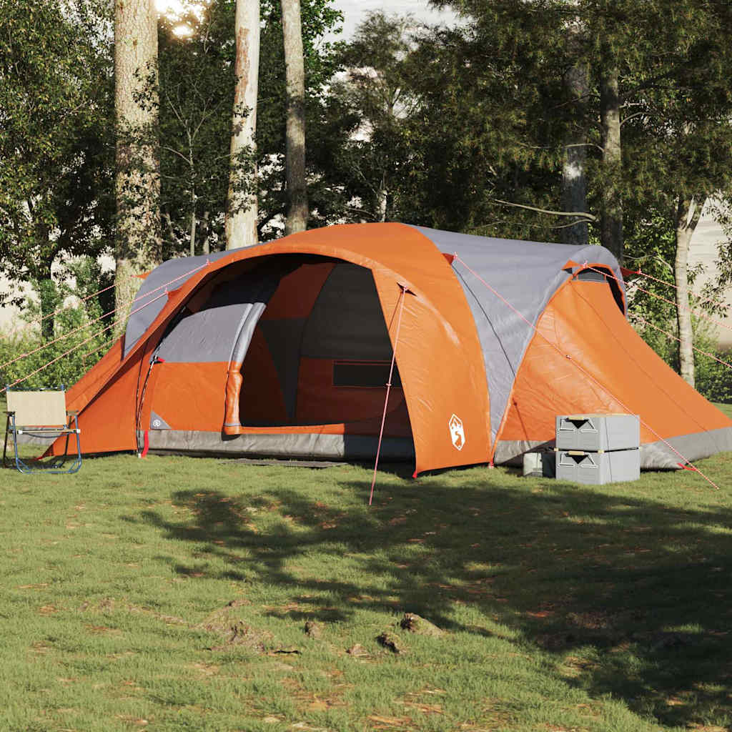 Vidaxl Dome Tent de 6 personas impermeables grises y naranja