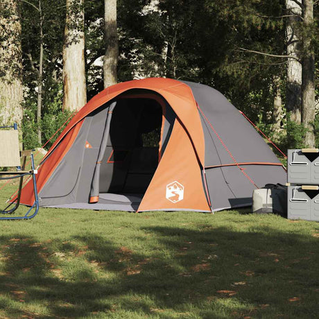 Vidaxl tent 4-persoons waterdicht grijs en oranje