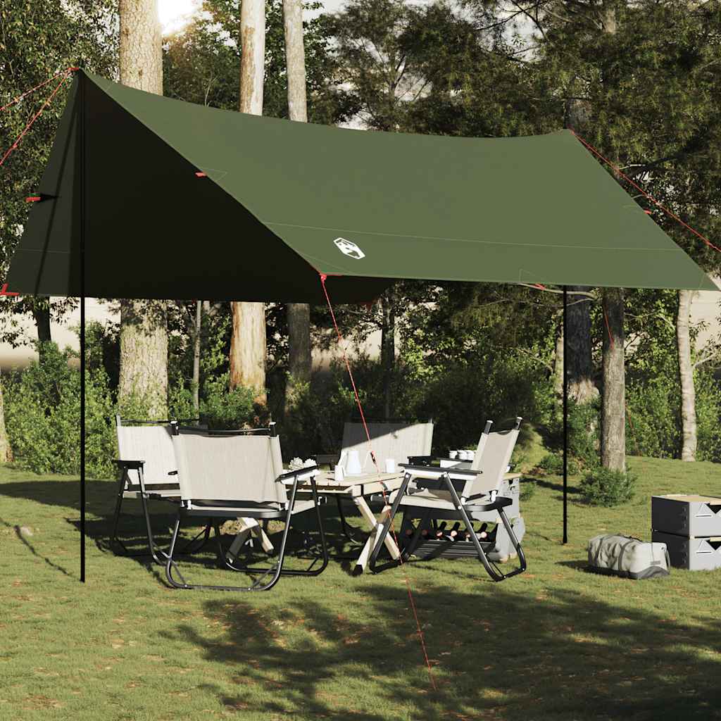 Vidaxl Camping -Baldachin wasserdicht 438x376x212 cm Olivengrün