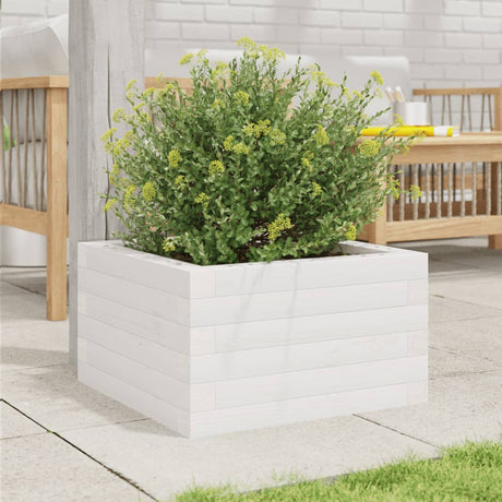 Vidaxl plantenbak 40x40x23 cm massief grenenhout wit