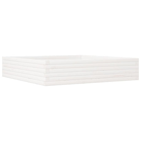 Vidaxl plantenbak 110x110x23 cm massief grenenhout wit