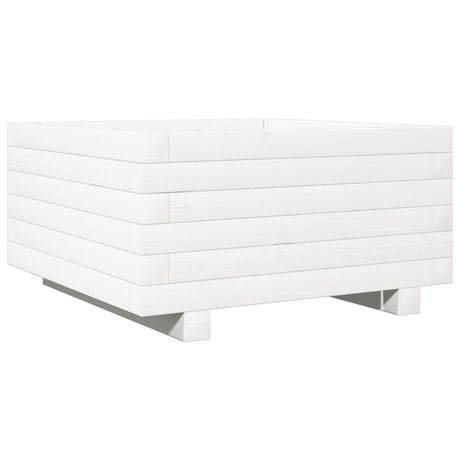 Vidaxl plantenbak 50x50x26,5 cm massief grenenhout wit