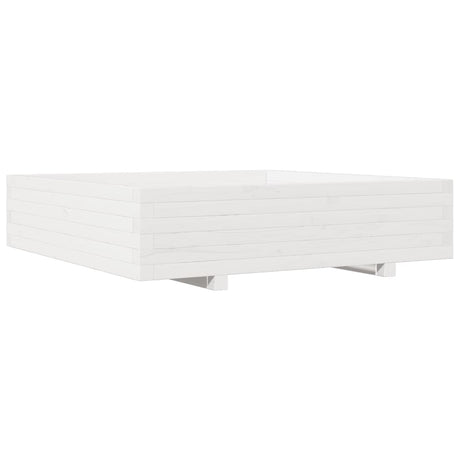 Vidaxl plantenbak 100x100x26,5 cm massief grenenhout wit