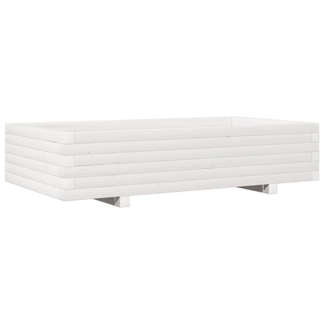 Vidaxl plantenbak 110x60x26,5 cm massief grenenhout wit