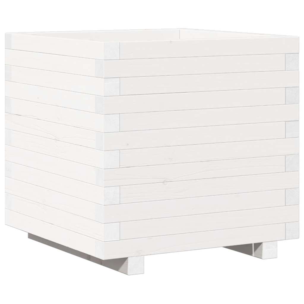 Vidaxl plantenbak 50x50x49,5 cm massief grenenhout wit