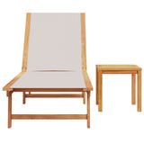 Vidaxl ligbed met tafel massief acaciahout en textileen grijs