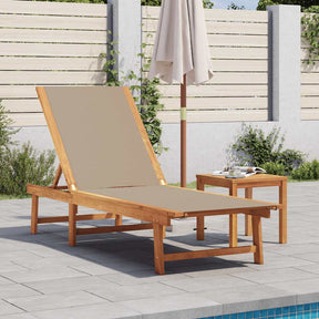 Vidaxl ligbed met tafel massief acaciahout en textileen taupe