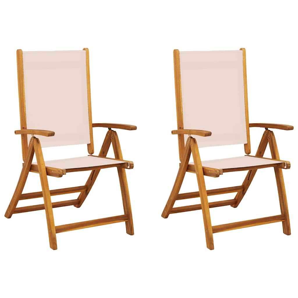 Vidaxl opklapbare stoelen, 2 stuks, van massief acaciahout en textilene.