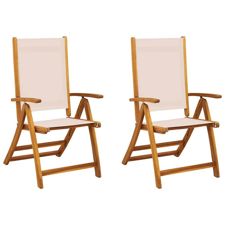 Vidaxl opklapbare stoelen, 2 stuks, van massief acaciahout en textilene.