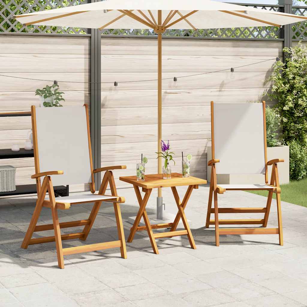 Vidaxl opklapbare stoelen, 2 stuks, van massief acaciahout en textilene.