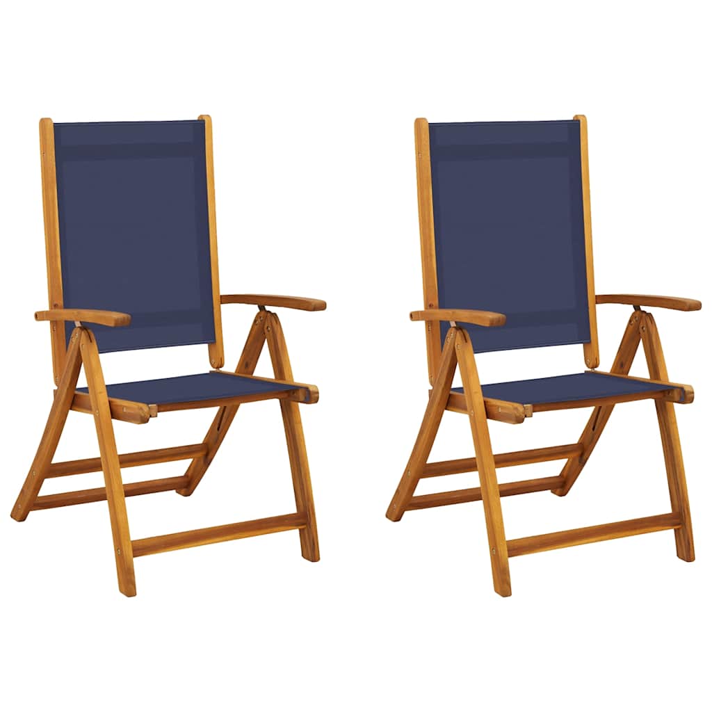 Vidaxl opklapbare stoelen, 2 stuks, van massief acaciahout en textilene.