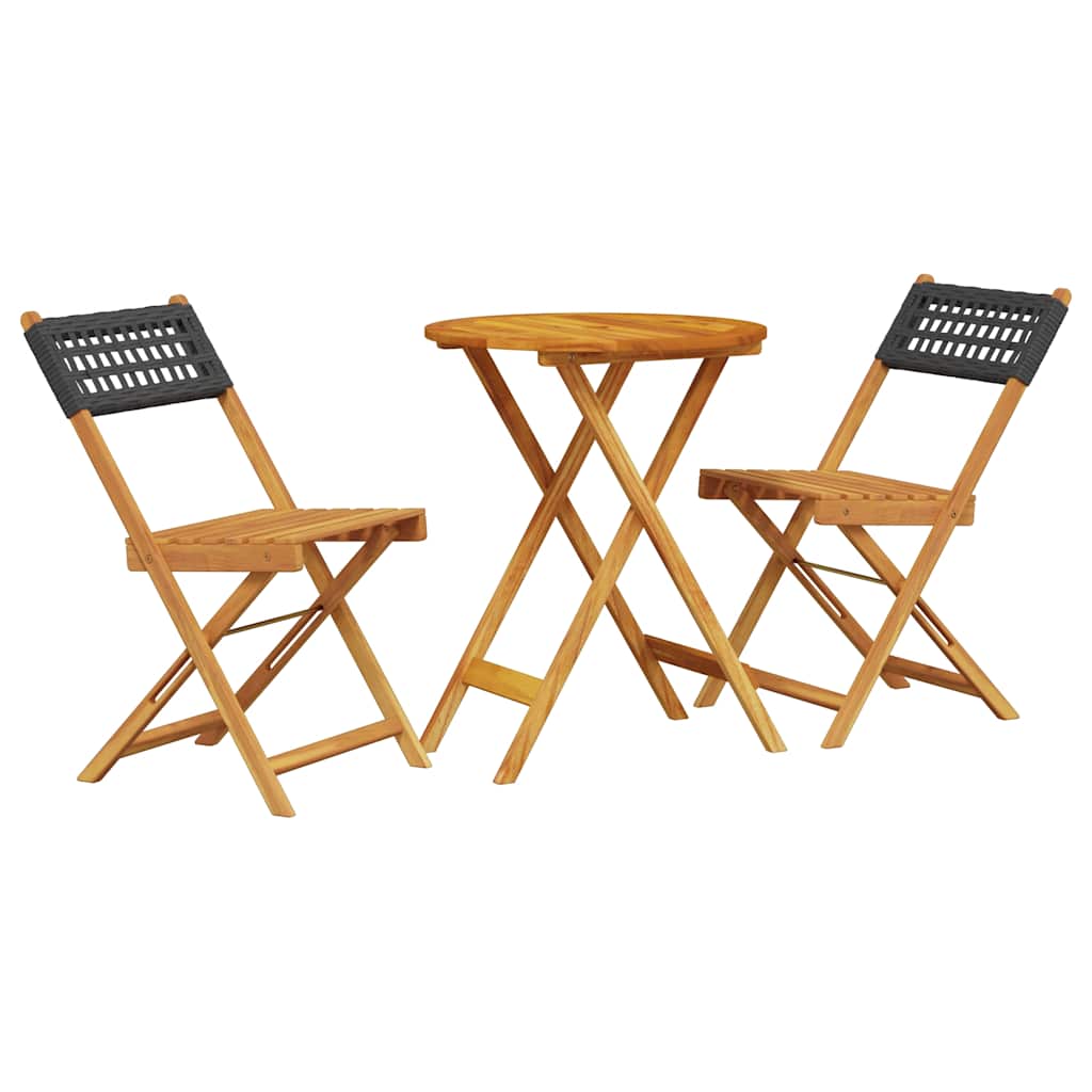 Vidaxl 3-delige bistroset poly rattan en massief hout zwart