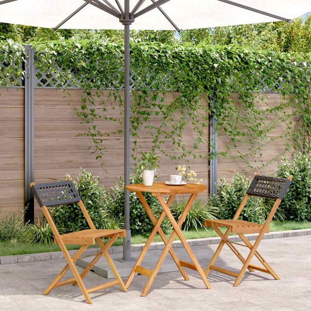 Vidaxl 3-delige bistroset poly rattan en massief hout zwart