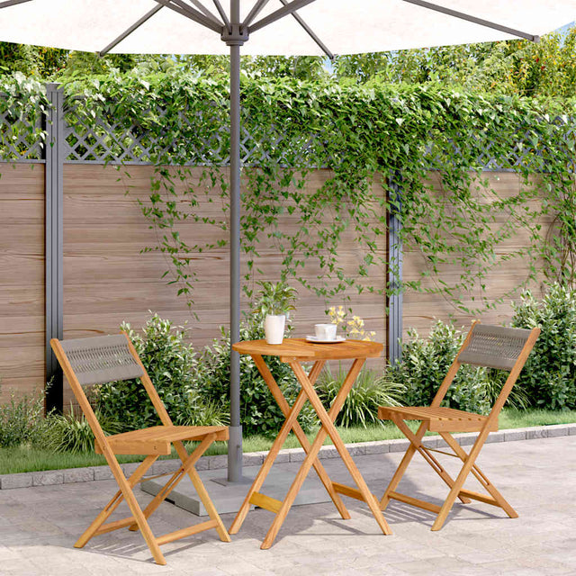 Vidaxl 3-delige bistroset polypropeen en massief hout grijs