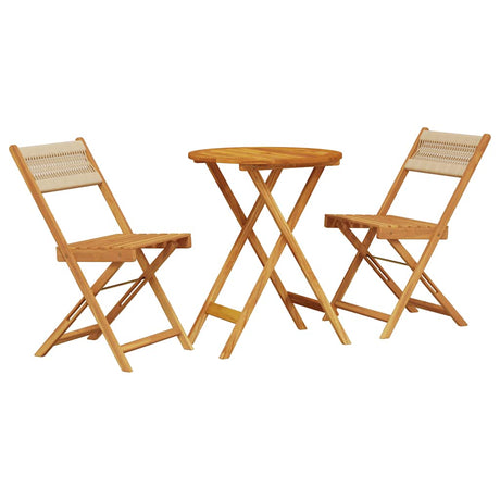 Vidaxl 3-delige bistroset polypropeen en massief hout beige