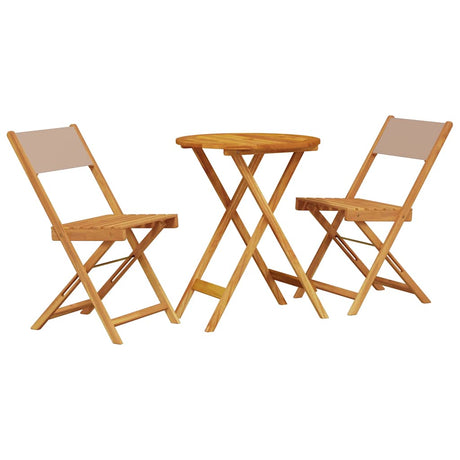 Vidaxl 3-delige bistroset stof en massief hout taupe