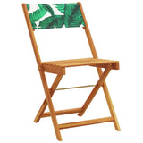 Vidaxl 3-delige bistroset bladpatroon stof en massief hout