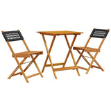 Vidaxl 3-delige bistroset poly rattan en massief hout zwart