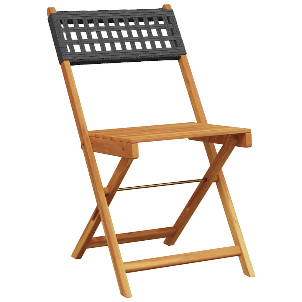 Vidaxl 3-delige bistroset poly rattan en massief hout zwart