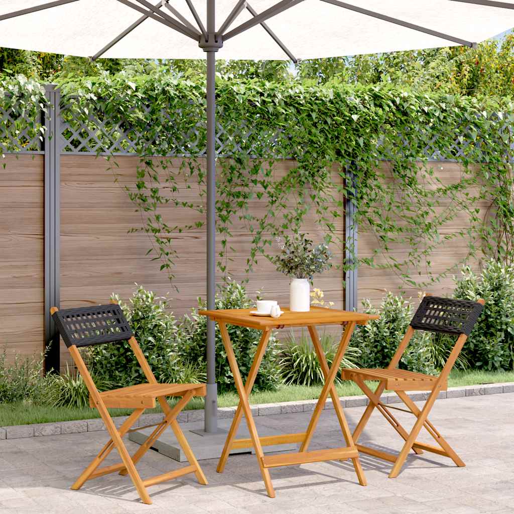 Vidaxl 3-delige bistroset poly rattan en massief hout zwart