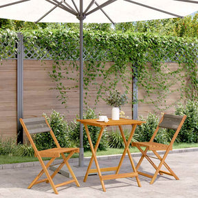 Vidaxl 3-delige bistroset polypropeen en massief hout grijs