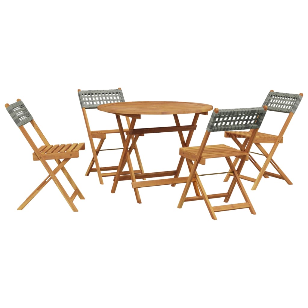 Vidaxl 5-delige tuinset poly rattan en massief hout grijs