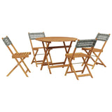 Vidaxl 5-delige tuinset poly rattan en massief hout grijs