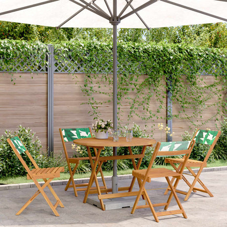 Vidaxl 5-delige tuinset bladpatroon stof en massief hout