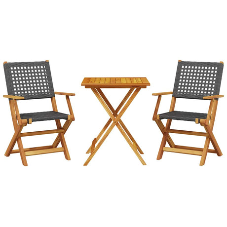 Vidaxl 3-delige bistroset poly rattan en massief hout zwart