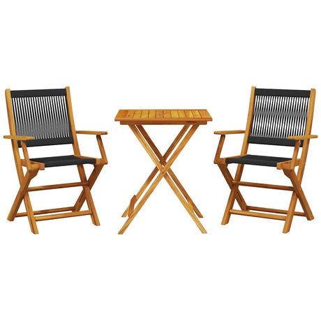 Vidaxl 3-delige bistroset polypropeen en massief hout zwart