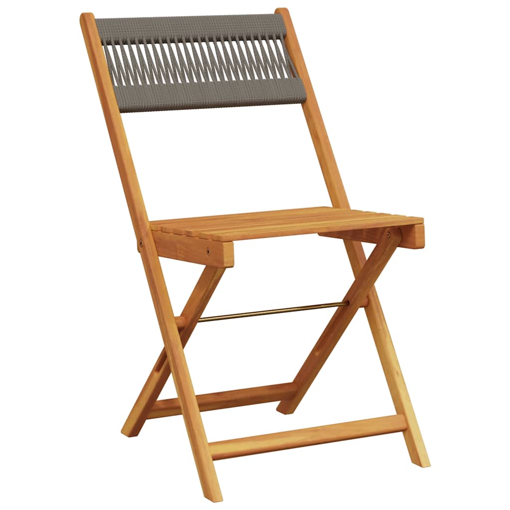 Vidaxl 3-delige bistroset polypropeen en massief hout grijs