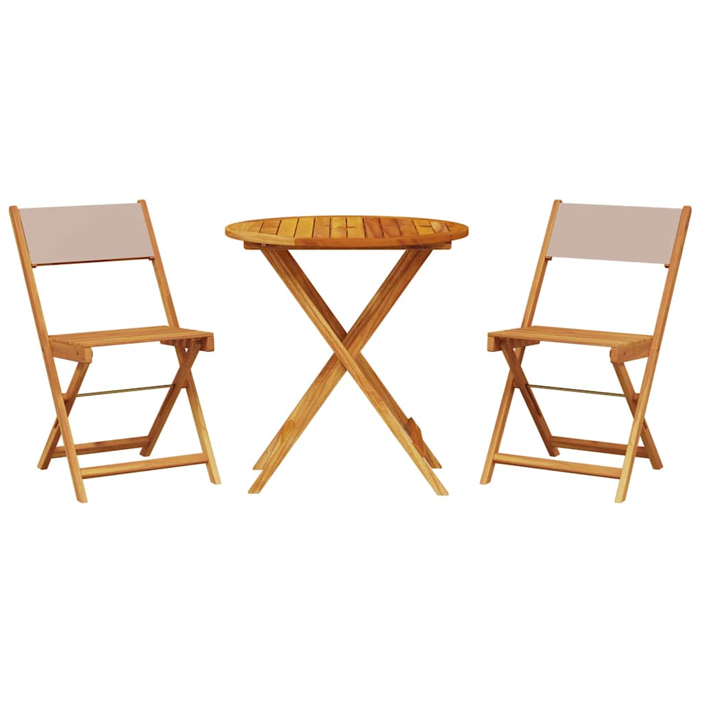 Vidaxl 3-delige bistroset stof en massief hout taupe