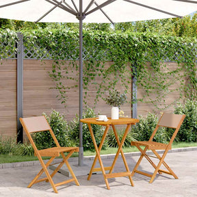Vidaxl 3-delige bistroset stof en massief hout taupe