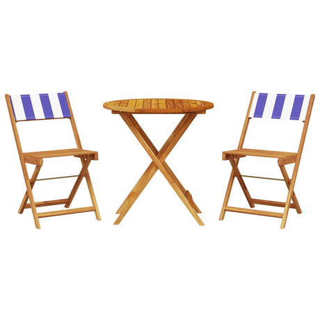 Vidaxl 3-delige bistroset stof en massief hout blauw en wit
