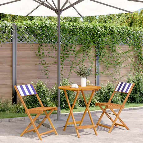 Vidaxl 3-delige bistroset stof en massief hout blauw en wit