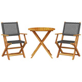 Vidaxl 3-delige bistroset poly rattan en massief hout zwart