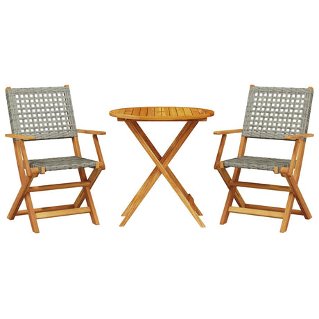 Vidaxl 3-delige bistroset poly rattan en massief hout grijs