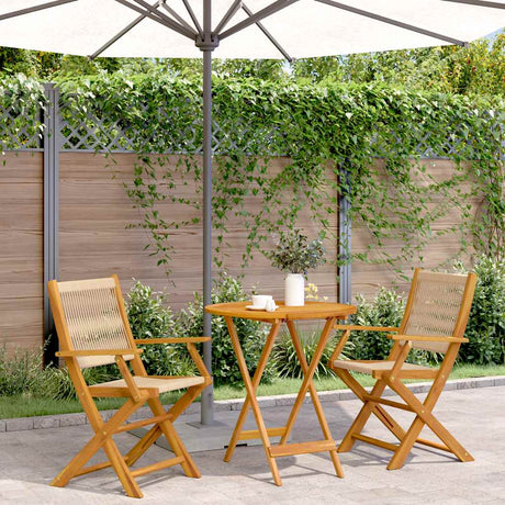 Vidaxl 3-delige bistroset polypropeen en massief hout beige