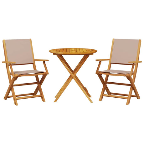 Vidaxl 3-delige bistroset stof en massief hout taupe