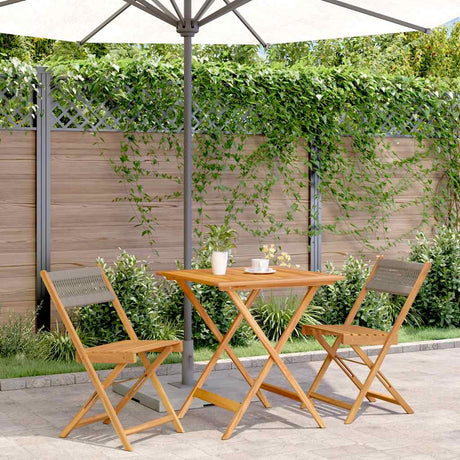 Vidaxl 3-delige bistroset polypropeen en massief hout grijs
