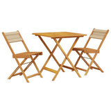 Vidaxl 3-delige bistroset polypropeen en massief hout beige
