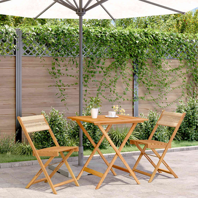 Vidaxl 3-delige bistroset polypropeen en massief hout beige