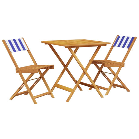 Vidaxl 3-delige bistroset stof en massief hout blauw en wit