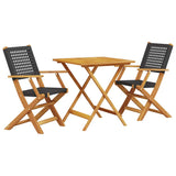 Vidaxl 3-delige bistroset poly rattan en massief hout zwart
