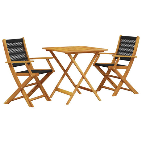Vidaxl 3-delige bistroset polypropeen en massief hout zwart